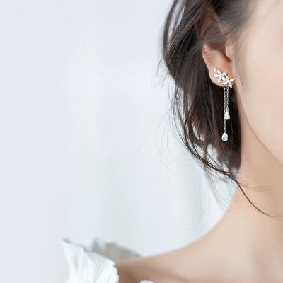Letní Stříbrné Módní Náušnice s Třásněmi a Zirkony ve Tvaru Květiny pro Ženy, Nové Trendy Lehké Luxusní Náušnice Doplňky