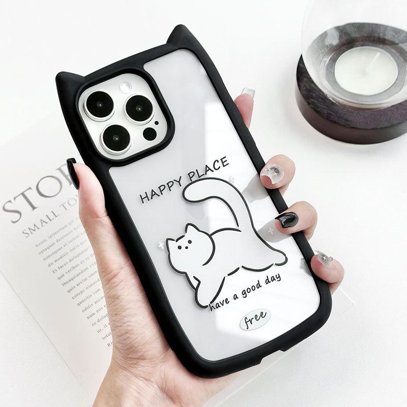 Zhitai Creative Cat Ear Case for iPhone 14/15 Pro Max/13/12 - Cartoon Design