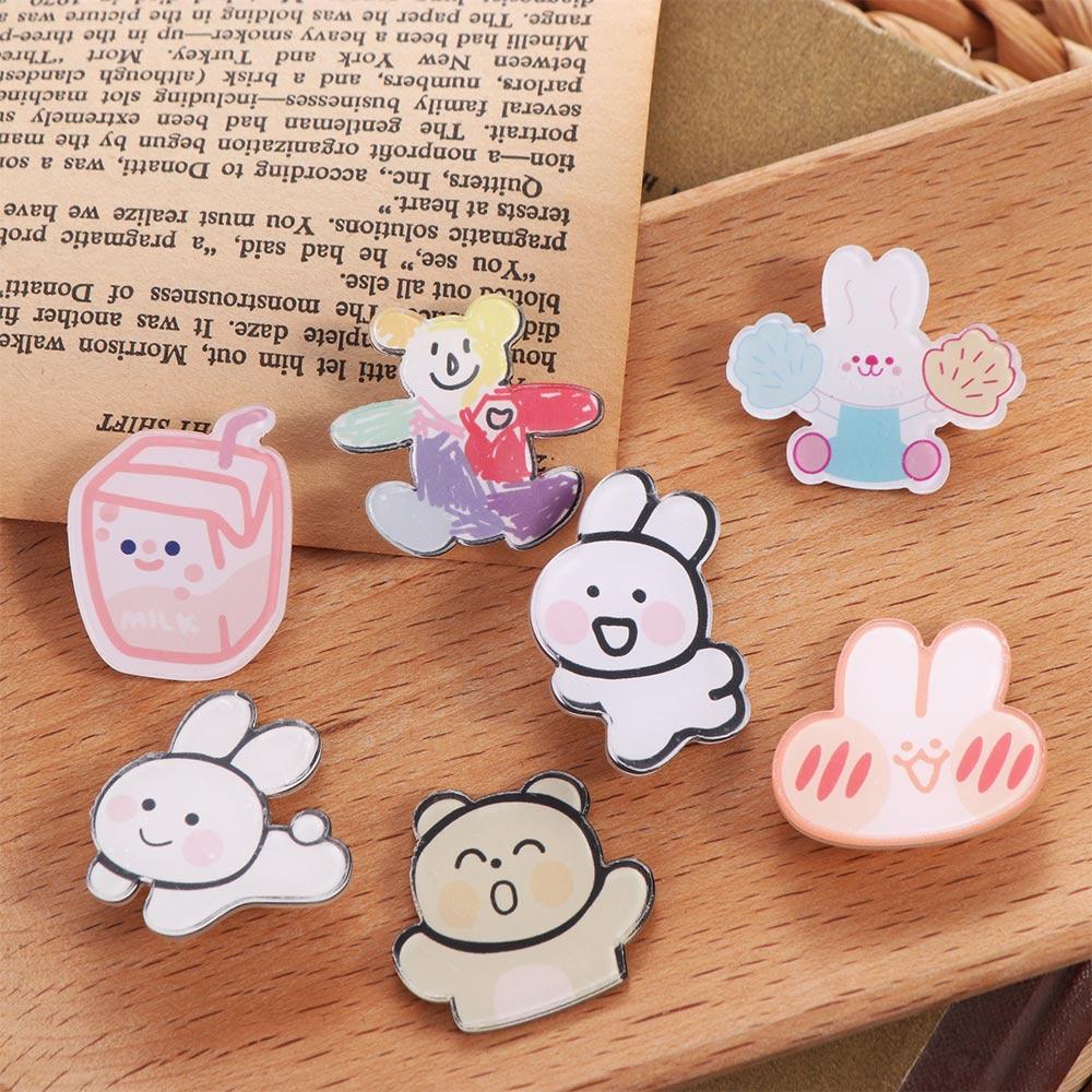 Bear Cartoons Bunny Brooches Acrylic Bear Bunny Lapel Pins Cartoons Dog Pin Dog Pin Badge  Women