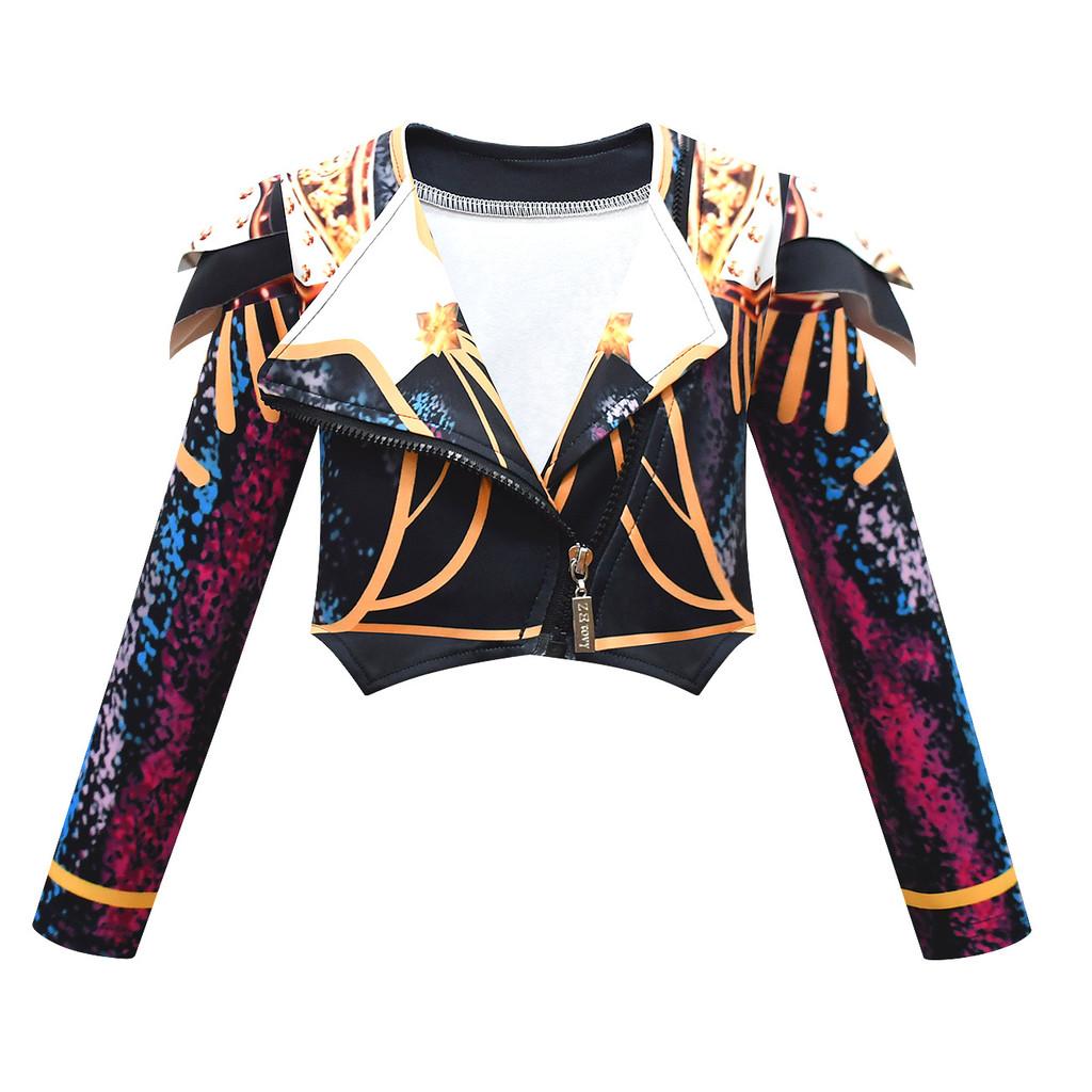 Kinder Mädchen Anime Cartoon POP Sängerin Super Star Bedruckte Weste Jacke Hose Kleidung Set Outfit Halloween Cosplay Kostüme