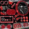 Anti-Slip Comfort Steering Wheel Cover No Inner Ring Elastic Band Diamond Rhinestone License Plate Frame Auto Interior Decoration Universal Black