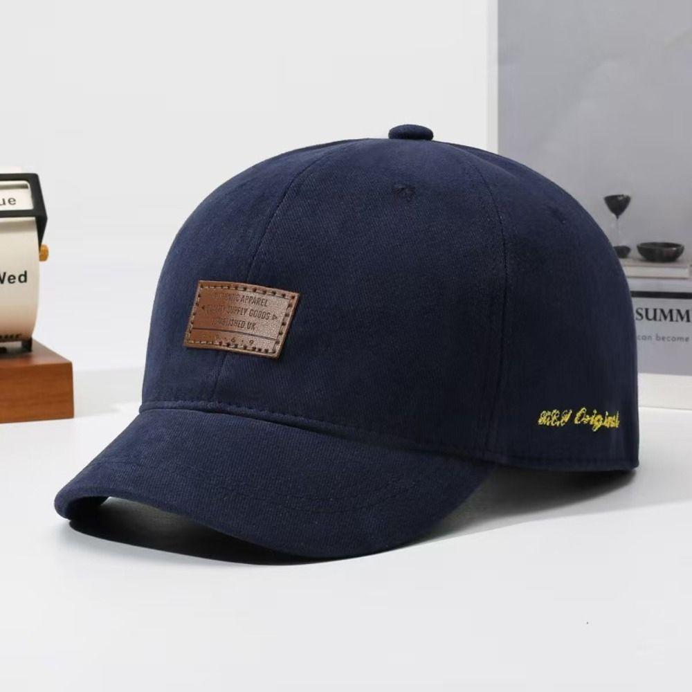 Adjustable Back Strap Leather Patch Baseball Cap Cotton Adjustable Cap Dad Hat For Women Men