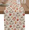 Autumn Thanksgiving Pumpkin Maple Leaves Linen Table Runner Party Decor Fall Harvest Kitchen Dining Table Runners Autumn Decor