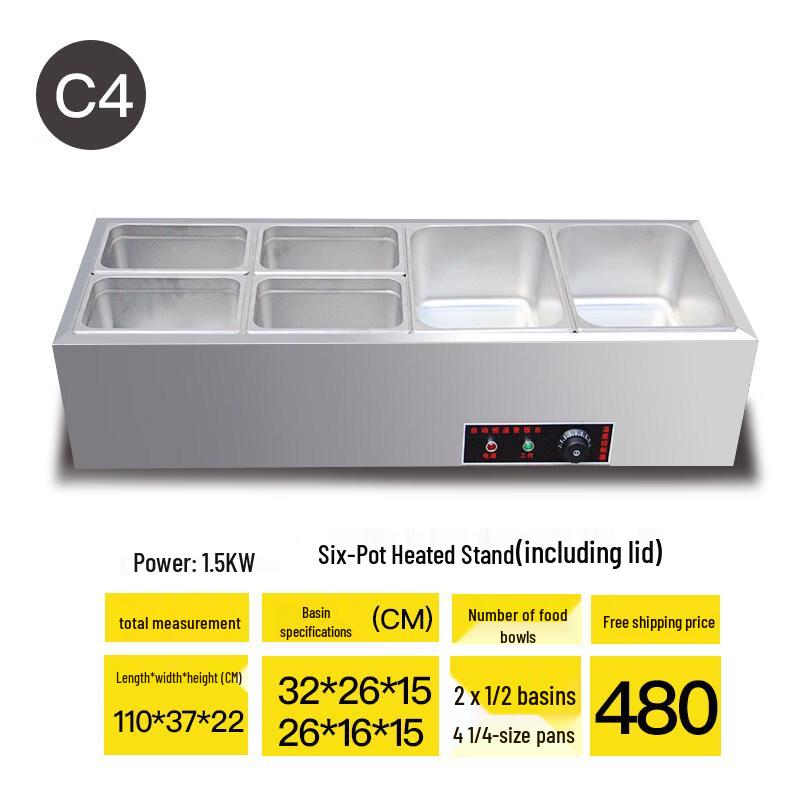 Aokewen C4 Commercial 6-Basin Food Warmer
