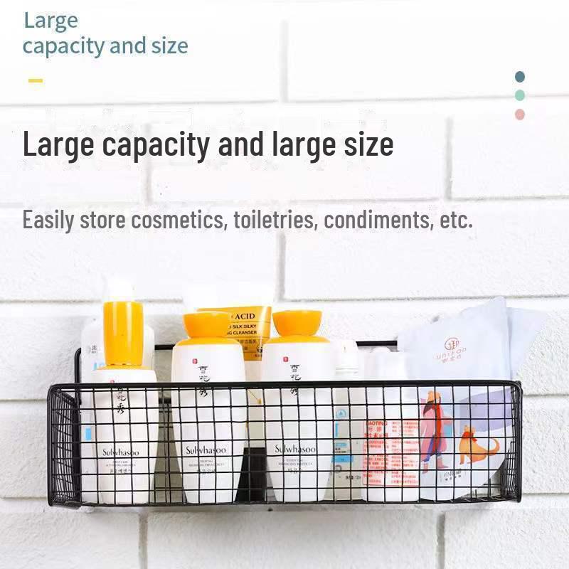 "Punch-Free Bathroom Wall Racks - Storage for Toiletries, Dorm Bedroom, or Books"