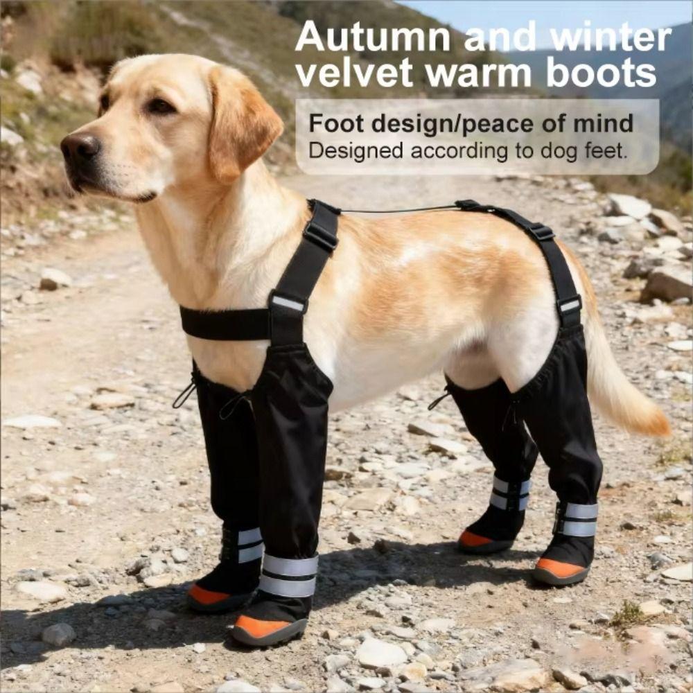 Waterproof Dog Suspender Boots Non-Slip Puppy Paws Protector Easy To Wear Pet Rain Shoes  Winter