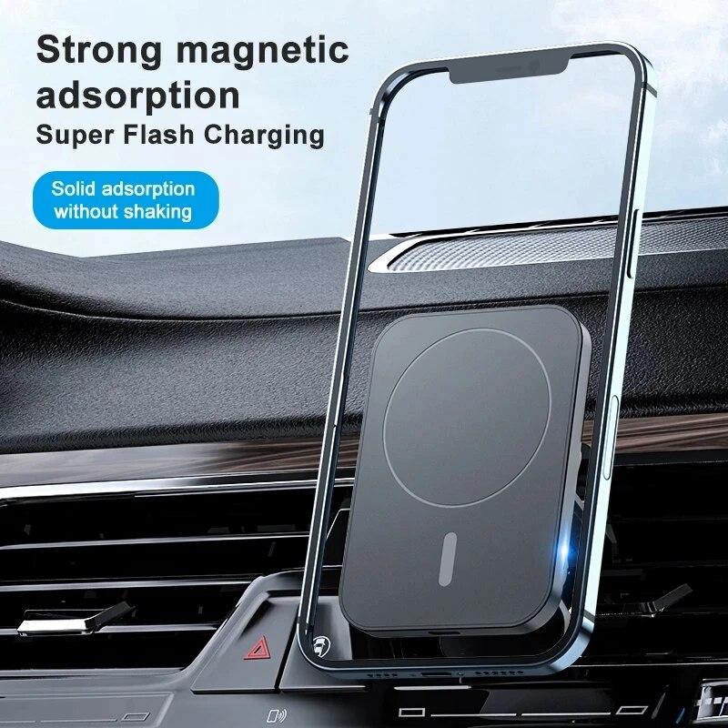 15W Magnetic Wireless Charger Car Air Vent Stand Phone Holder Mini  Fast Charging Station For iPhone 12 13 14 Pro Max Macsafe