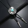 Adjustable Western Cowboy Bolo Tie with Alloy Pendant and Leather Necklace