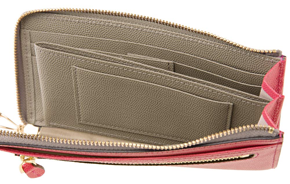 CYPRUS Grano Works Long Wallet with Round Rose Pink and Perfect Gift for or Any Other L-Shaped Zipper, Compact, Women's Leather, Gray, 8725, Father's