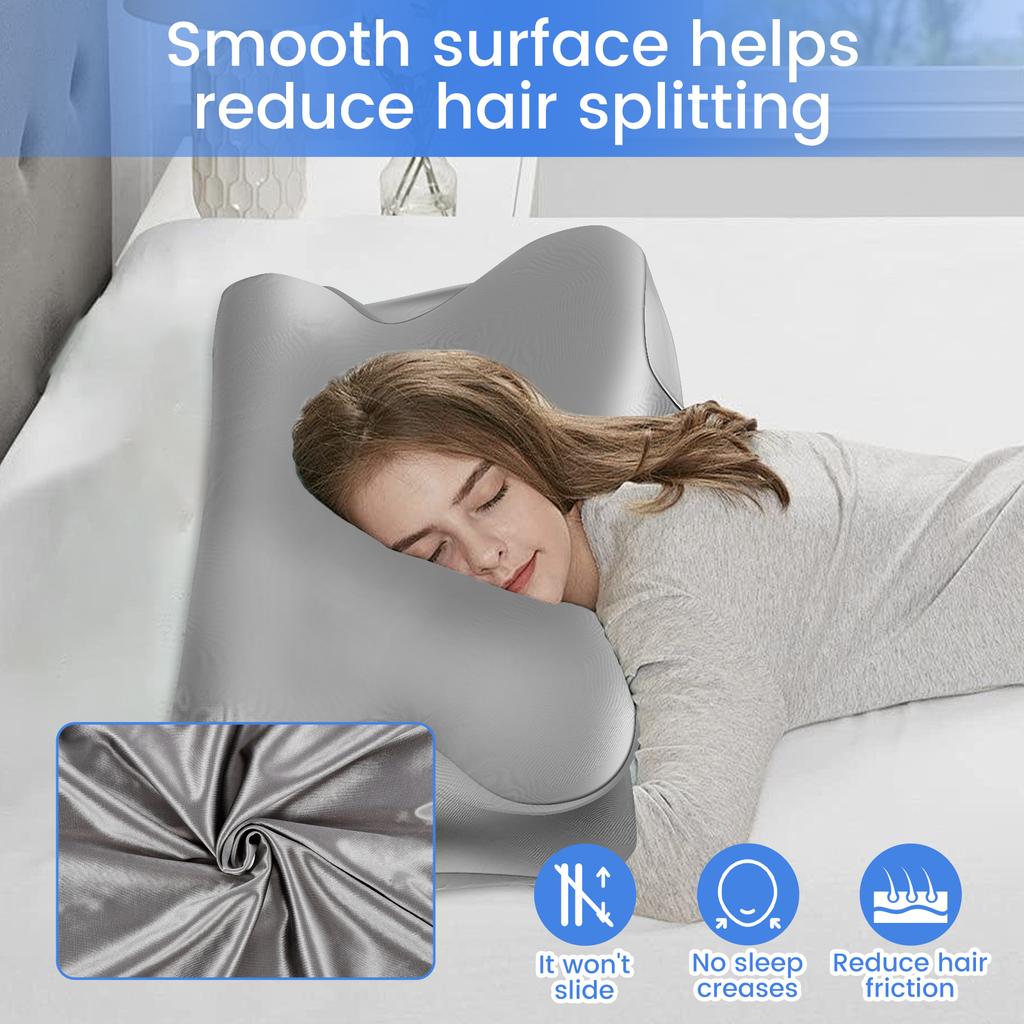 Butterfly Shaped Pillowcase Imitation Silk Cervical Neck Pillow Cover with Zipper Smooth Comfortable Contour Pillow Case Cover