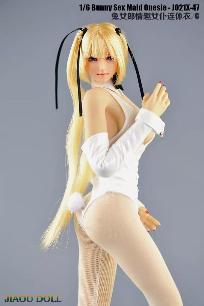 Scale Figure Accessories Sexy Female Bunny Girl Outfit and Stockings Set and Head Not [TOYBARJAPAN] 1/6 / JO21X-47 (Body Included) (C White)