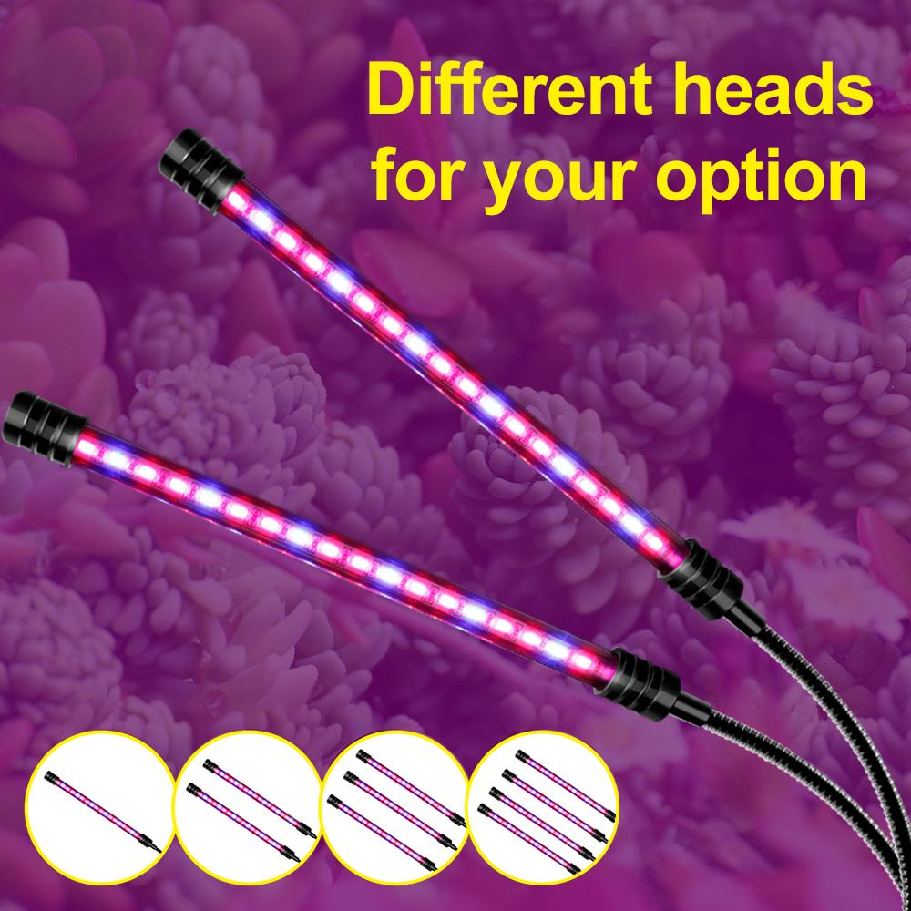 USB Plant Grow Light Red & Blue Full Spectrum Lighting Angle Adjustable Desktop Clamp Growing Lamp for Indoor Plants 5 Dimmable Levels 4/8/12H Timer