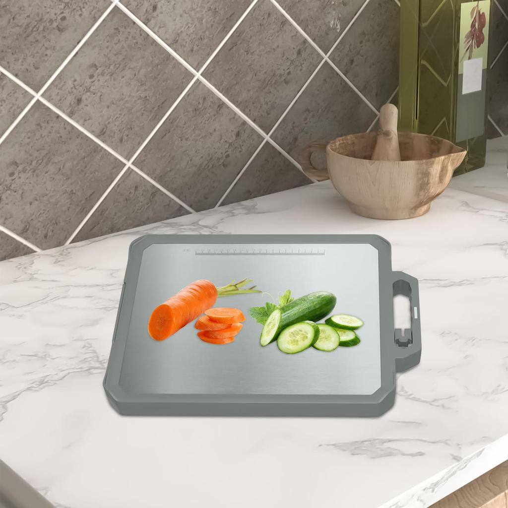 Stainless Steel Cutting Board Double Sided Meat Board Non-Slip Food Grade Mat For Vegetable Prep BBQ Restaurant Baking Outdoor
