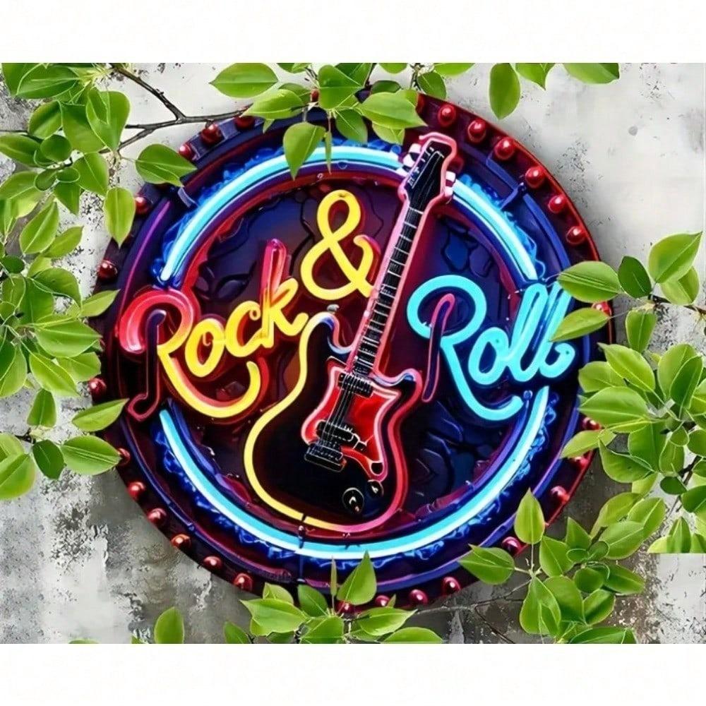 Vintage Retro Round Aluminum Metal Sign 8 Inch Rock and Roll Wall Art Plaque Home Bar Garage Man Cave Decor