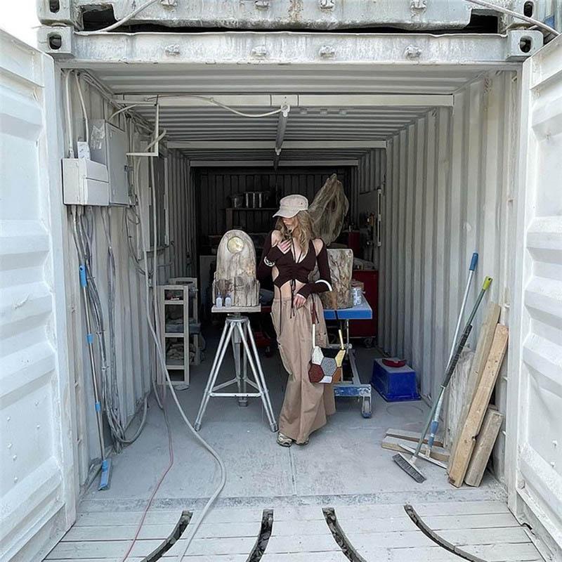 Y2k Streetwear 2 Piece Long Sleeve Halter Crop Top Sexy Trendy Irregular Backless Women T-shirts Aesthetic