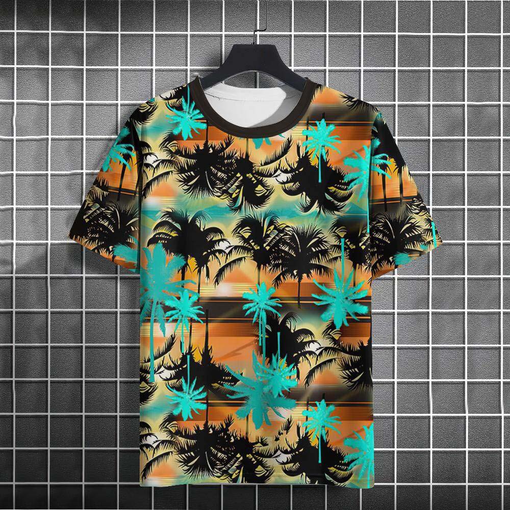 Hawaiian Beach Coconut Tree 3D Print T-Shirts Men Women Short Sleeve T Shirt Oversized Harajuku Tees Tops Clothing