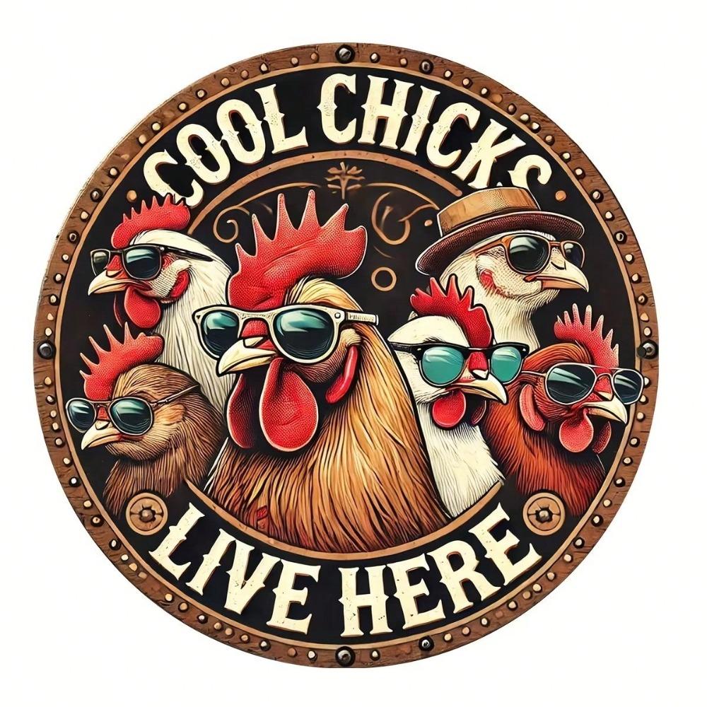 Vintage Iron Rooster Sign Farmhouse Wall Decor Outdoor Hanging Metal Art