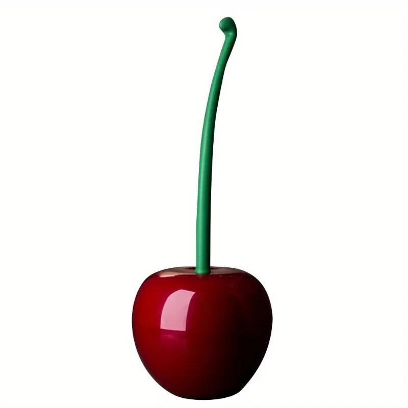 1 cherry shaped toilet brush with bracket - easy to clean, durable bristles, modern bathroom decoration and improved hygiene