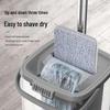 Home Mop Set: One-Step Clean, No-Hand Wash, Thickened Pad, Dual Wet/Dry Use, Includes Bucket for Easy, Lazy Floor Mopping.