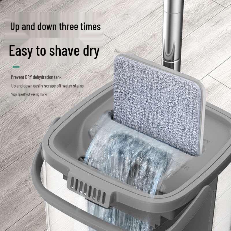Home Mop Set: One-Step Clean, No-Hand Wash, Thickened Pad, Dual Wet/Dry Use, Includes Bucket for Easy, Lazy Floor Mopping.