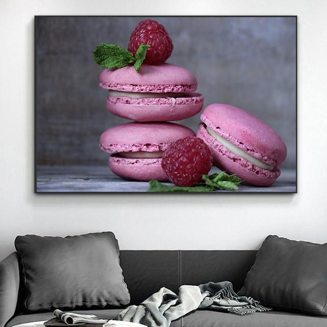 Barevný Červený Zelený Macaron Olejomalba Dezert Restaurace Nástěnná dekorace Cuadros Plakát