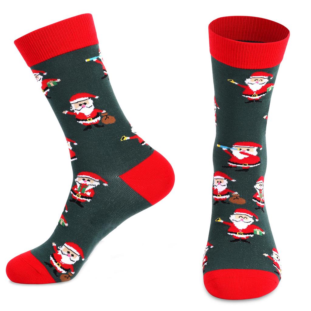 Adult Christmas Christmas Tree Snowflake Wave Pattern Ethnic Style Warm Absorbent Odor-Resistant Mid-Calf Socks
