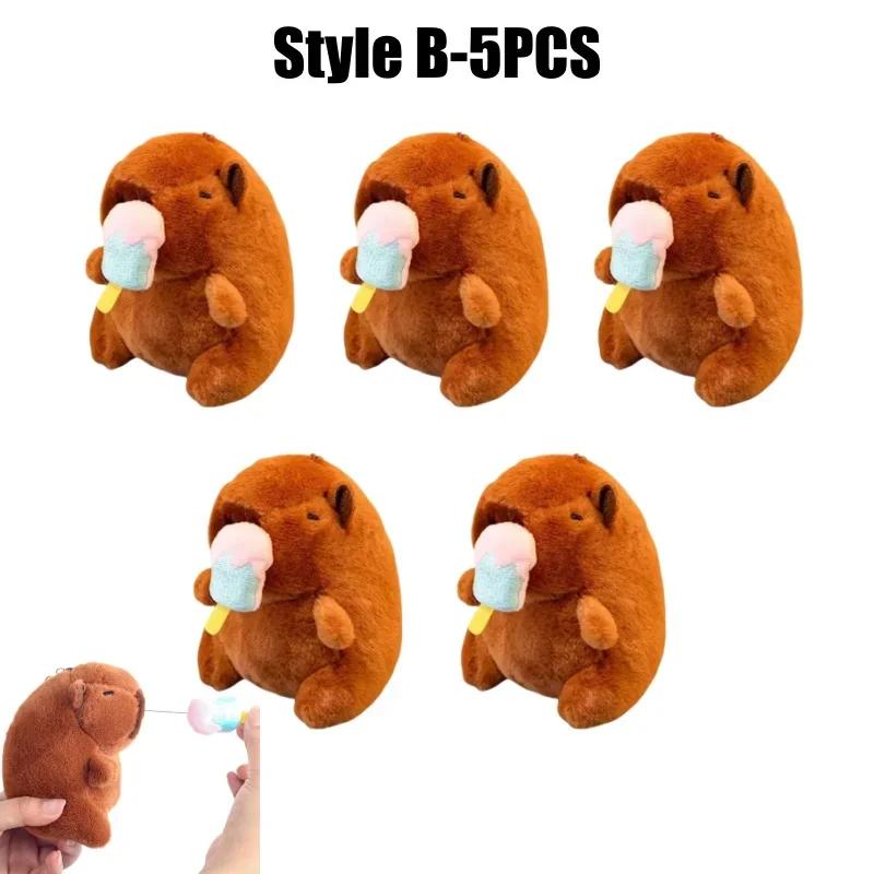 Cute 12cm Plush Capybara Keychain Snot Pulling Charm Cartoon Stuffed Animal School Bag Pendant Gift For Kids Adults