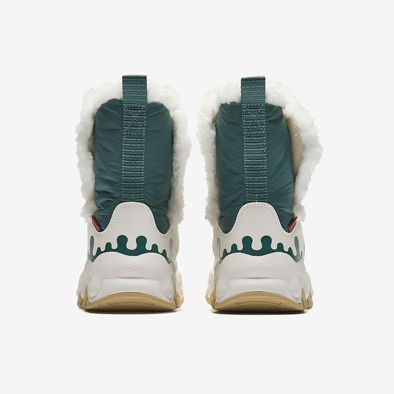Anta Kids Trendy Fashion Thickened Warm Non-Slip High-Top Boots Kids Boots Mud-Gray Sage-Green Ivory-White A22446927-3