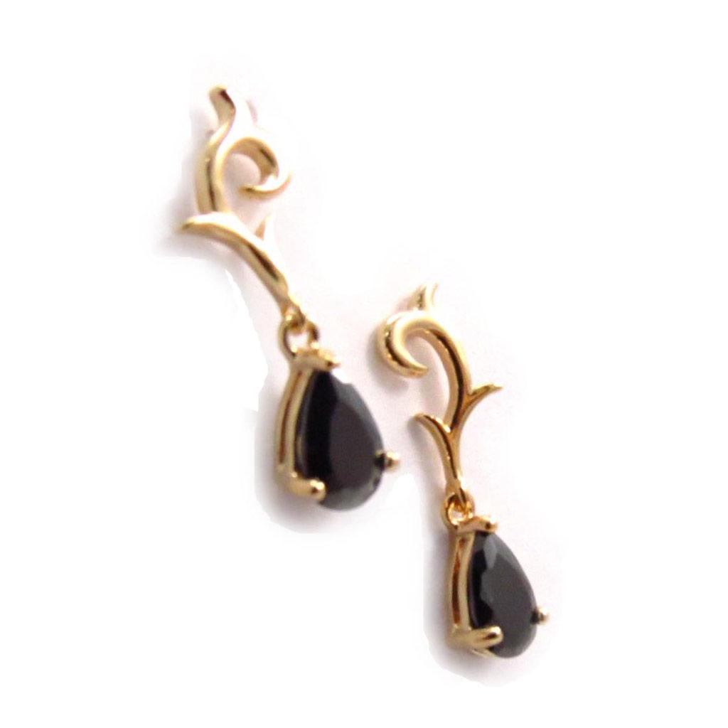 Les Trésors De Lily [J6045] - Gold Plated 'Anastacia' Black Gold Earrings - 23x8 Mm