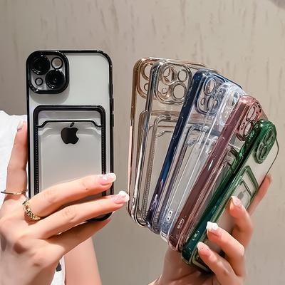 Electroplated Transparent Card Holder Wallet Case For IPhone 13 11 12 14 Pro Max 14 Plus Xs Max Shockproof Silicone Cover Photo Frame Cases