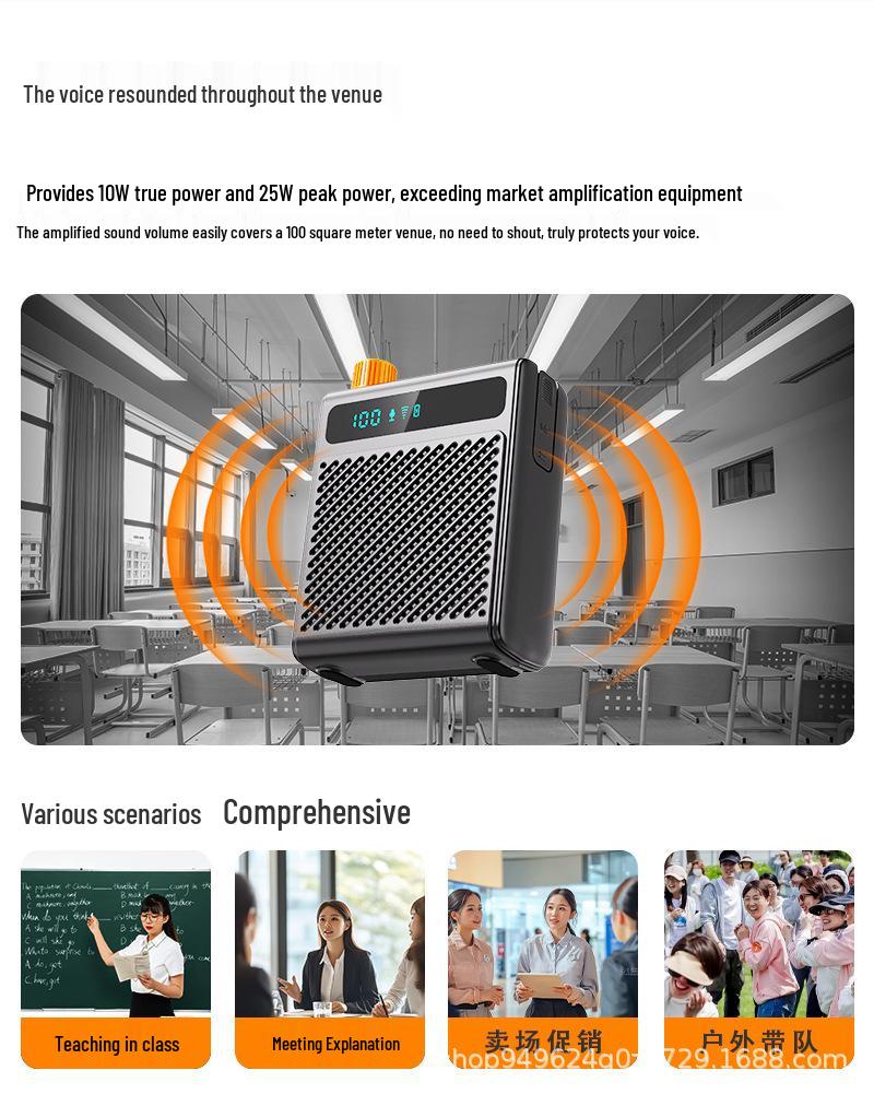 Portable Wireless Lapel Microphone & Amplifier: Ideal for Teachers, Tour Guides, Indoor/Outdoor Use.