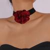 Ingemark Exaggerated Elegant Big Rose Flower Clavicle Chain Necklace Women Kpop Adjustable Bowknot Rope Choker Y2K Accessories
