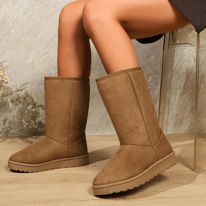 Fashion Women's Faux Suede Winter Warm Mid-Calf Boots Plus Size Thicken Plush Snow Boots Woman Thick Sole Non Slip Platform Casual Shoes