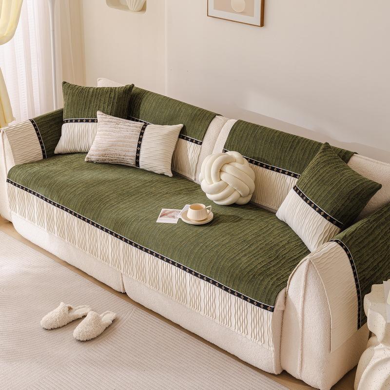 

French Straight Sofa Cushion, Universal In All Seasons, Cream Wind Sofa Seat Cushion, Fixed Non-Slip Light Luxury, High-End Sofa Cushion 70*70cm