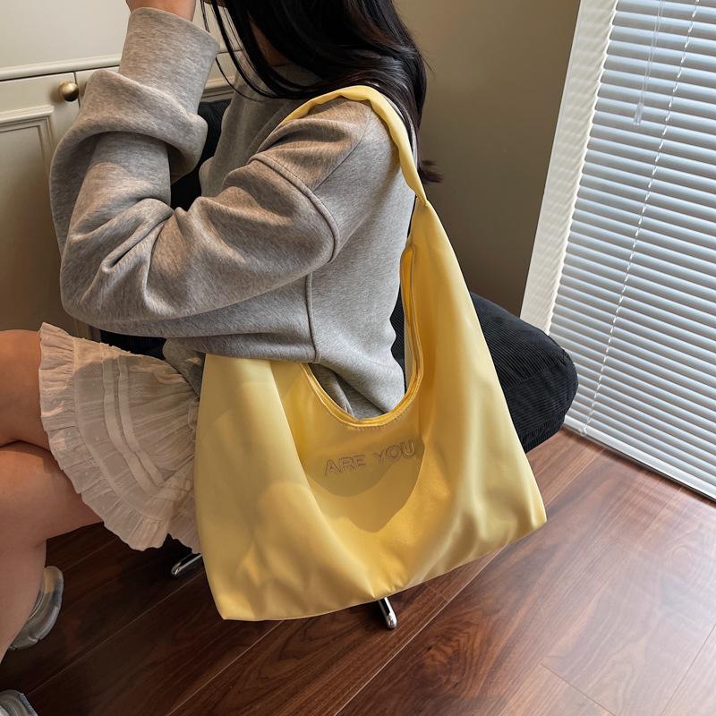 2025 Autumn/Winter Women's Large Canvas Tote with Letter Embroidery - Fashionable Shoulder Bag.
