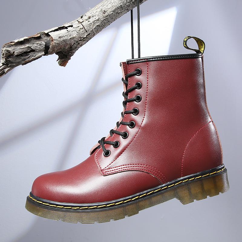 1 Neues Paar Martin Boots Britische Retro High-Top Schuhe Runde Zehen Lederstiefel