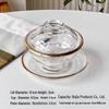 Yu Jing Glass Bird's Nest Dessert Bowl Set with Gold Rim - Heat Resistant and Transparent, Includes Lid