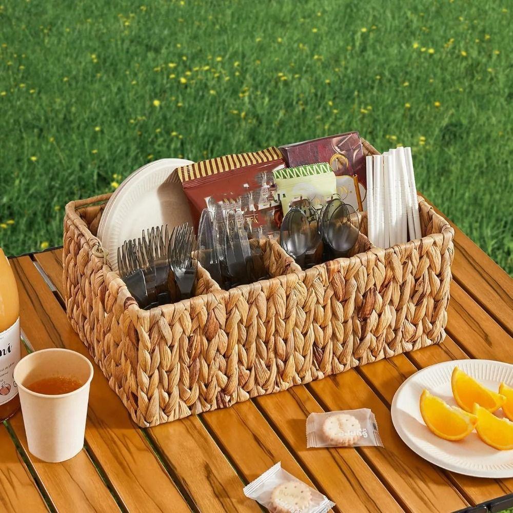 

Foldable Handle Kitchen Storage Box Rectangular Dinnerware Storage Basket Bedroom L