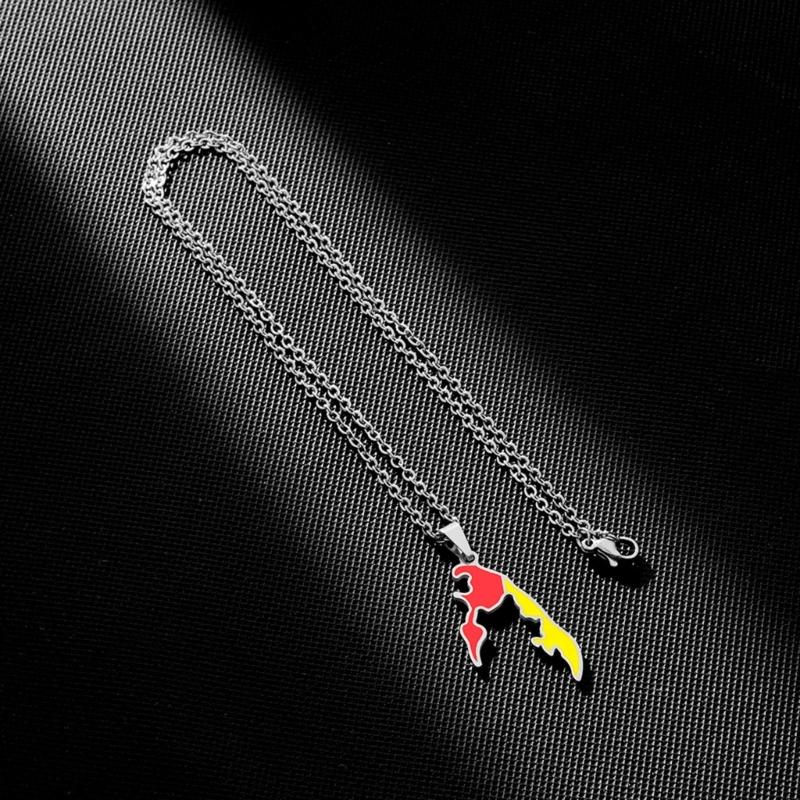 Collana Ciondolo Tamil Eelam Acciaio Inossidabile Mappa Geometrica Charms Collane Gioielli di Moda per Donne e Uomini