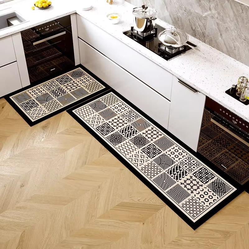 Covoraș de Bucătărie Stil Retro American Anti-alunecare Rezistent la Ulei Covor Piele Pvc Impermeabil Covorașe Speciale pentru Picioare Decor Acasă Covor