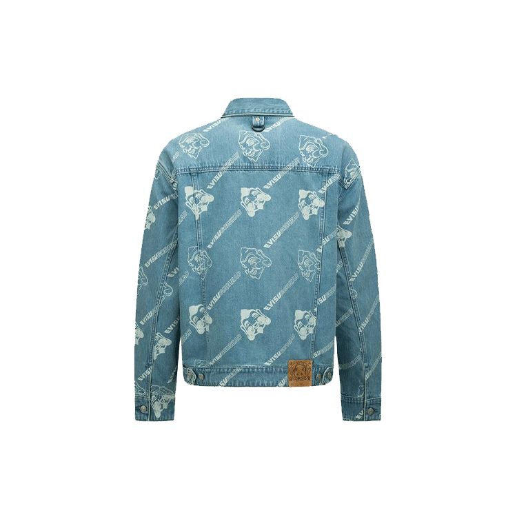 Evisu Full Print Buddha Head Letter Print Denim Jacket Men Jacket Denim-Blue 2ESHTM2DJ718LFCT