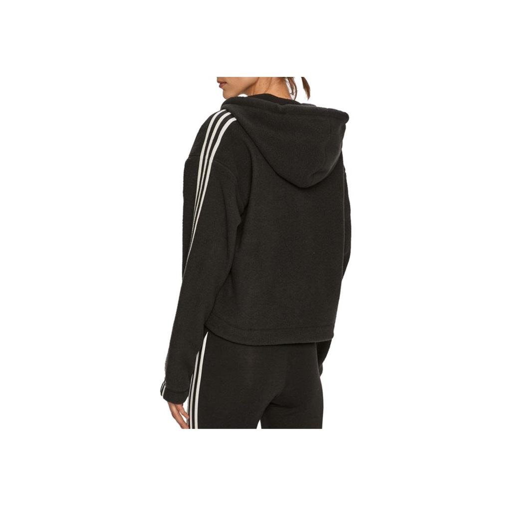 Adidas Logo Casual Hooded Striped Windbreaker Jacket Women Jacket Black GN2811