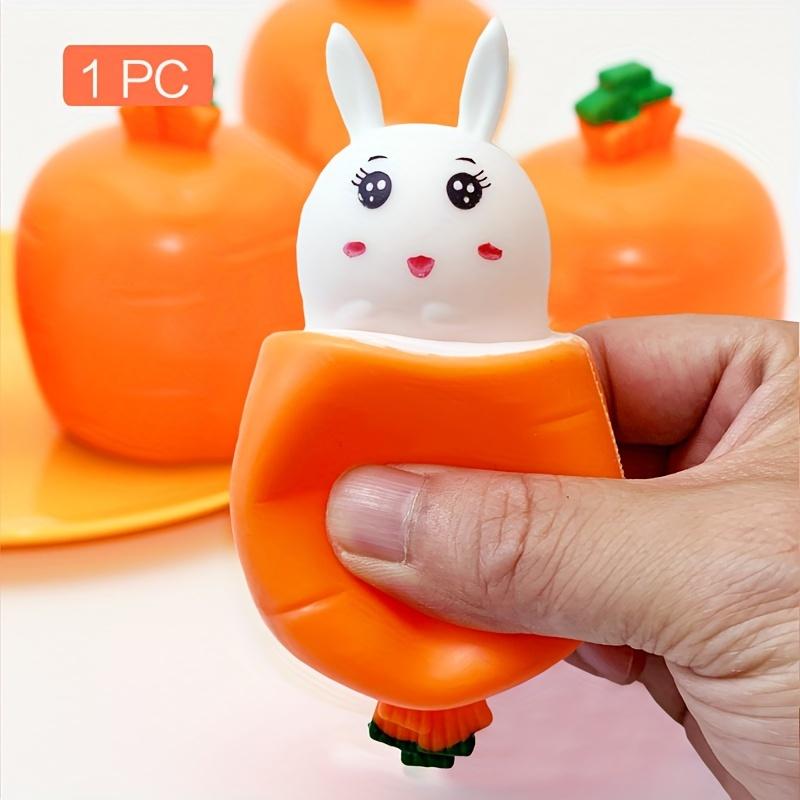1/2pcs Cute Cartoon Carrot Head Bunny Squeeze Toy, Fun Prank Gag Gift for Youngsters ,Adults,Educational Party Favor for Easter,Halloween,Thanksgiving