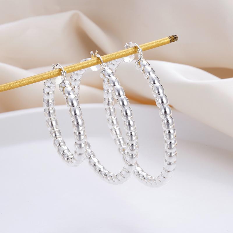 Chic European Beaded Hoop Earrings: Gold & Silver, Elegant Versatile Statement Ear Cuffs for Women
