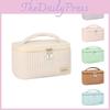 Sweet Style Pu Solid Color Cosmetic Bag With Contrast Stitching