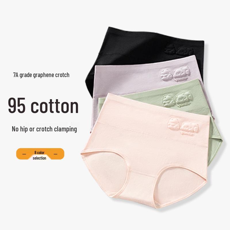 High-Waisted Women's Cotton Briefs - Embossed, Abdomen-Shaping, Warmth for Winter