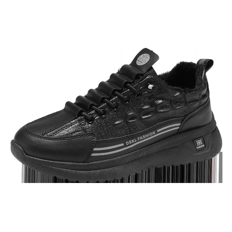 

Зимние новые мужские туфли из бархата, мужские повседневные спортивные туфли, удобные и дышащие, корейская версия, универсальные кожаные туфли для папы 44 чёрный