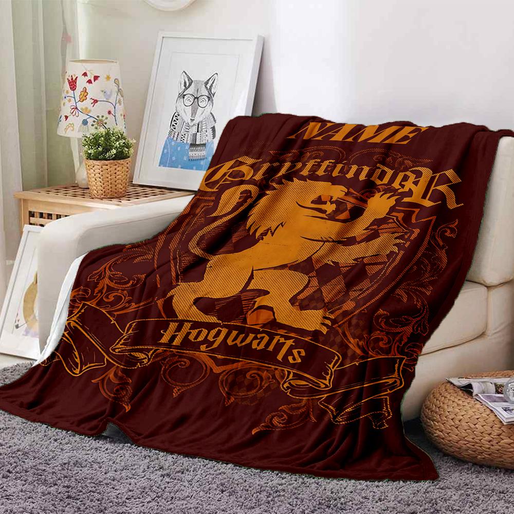 Custom Name Hogwarts Crest blanket for Couch & Bed, Plush Cozy Fuzzy Blanket Super Soft & Warm Blankets for Fall and Winter. 0908115