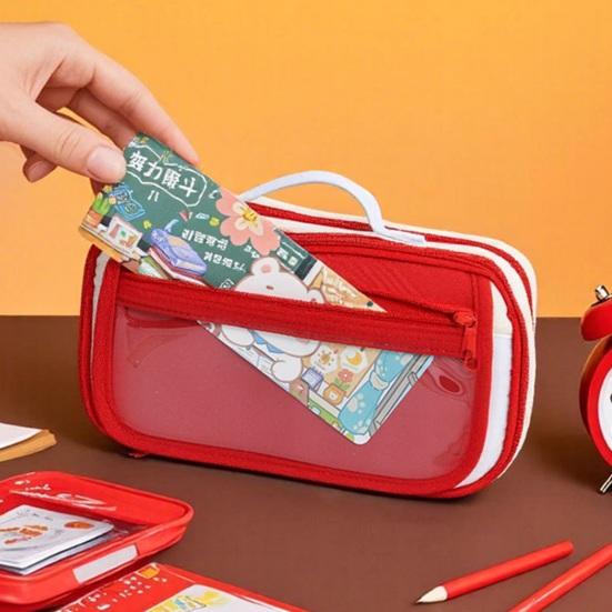 Tragbares Federmäppchen mit Griff, große Kapazität, Schreibwaren-Organizer für Schüler, süßes Bären-Design, Stifttasche für Schul- und Bürobedarf