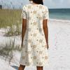 Short Sleeve Boho Dress For Women Casual Loose Fit Summer Sundress Floral Print Dress With Pockets